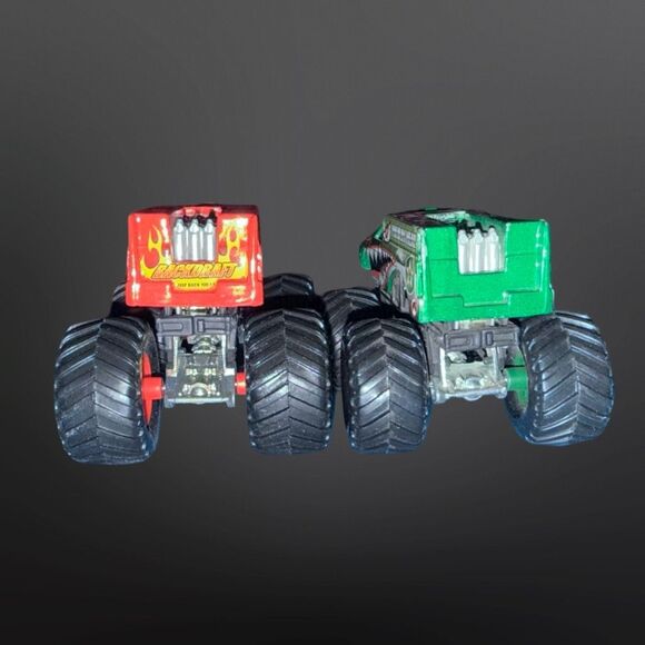Y2K Hot Wheels Monster Jam Haulin Heat & Backdraft Die Cast  Monster Trucks 1:64 - Picture 9 of 9